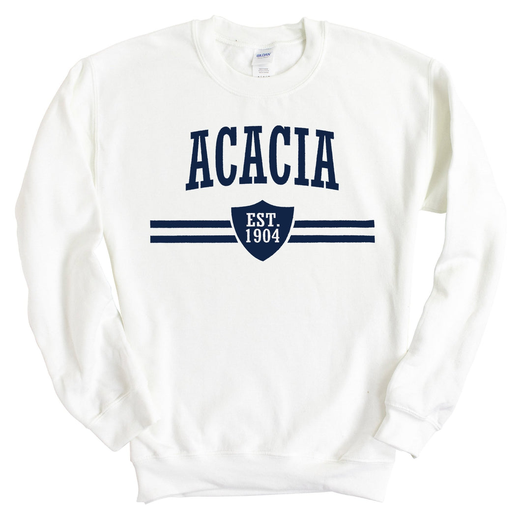 Acacia Striped Shield Sweatshirt - Fraternity Crewneck Sweatshirt - Kite and Crest