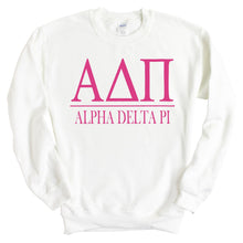 Load image into Gallery viewer, ADPI Alpha Delta Pi Big Letters Sorority Crewneck Sweatshirt - Kite and Crest
