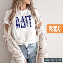 Load image into Gallery viewer, ADPi Alpha Delta Pi Blue Floral Sorority T-Shirt - Kite and Crest
