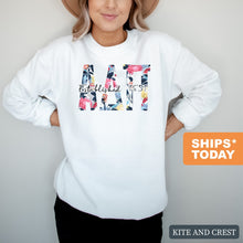 Load image into Gallery viewer, ADPI Alpha Delta Pi Floral Block Sorority Crewneck Sweatshirt - Kite and Crest
