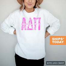 Load image into Gallery viewer, ADPI Alpha Delta Pi Pink Floral Sorority Crewneck Sweatshirt - Kite and Crest
