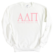 Load image into Gallery viewer, ADPI Alpha Delta Pi Pink Letter Sorority Crewneck Sweatshirt - Kite and Crest
