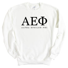 Load image into Gallery viewer, AEPHI Alpha Epsilon Phi Block Letter Sorority Crewneck Sweatshirt - Kite and Crest
