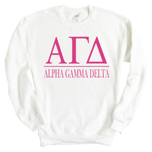 Load image into Gallery viewer, AGD Alpha Gamma Delta Big Letters Sorority Crewneck Sweatshirt - Kite and Crest
