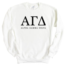 Load image into Gallery viewer, AGD Alpha Gamma Delta Block Letter Sorority Crewneck Sweatshirt - Kite and Crest
