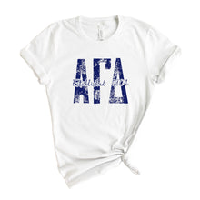 Load image into Gallery viewer, AGD Alpha Gamma Delta Blue Floral Sorority T-Shirt - Kite and Crest
