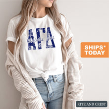 Load image into Gallery viewer, AGD Alpha Gamma Delta Blue Floral Sorority T-Shirt - Kite and Crest
