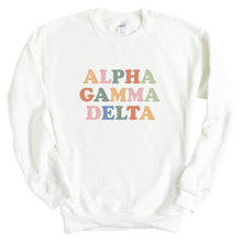 Load image into Gallery viewer, AGD Alpha Gamma Delta Bright and Colorful Sorority Crewneck Sweatshirt - Kite and Crest
