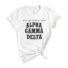 Load image into Gallery viewer, AGD Alpha Gamma Delta Established Sorority T-Shirt - Kite and Crest
