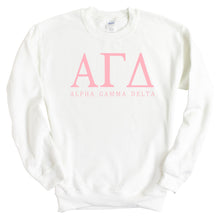 Load image into Gallery viewer, AGD Alpha Gamma Delta Pink Letter Sorority Crewneck Sweatshirt - Kite and Crest
