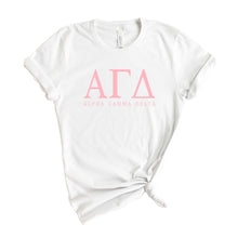 Load image into Gallery viewer, AGD Alpha Gamma Delta Pink Letter Sorority T-Shirt - Kite and Crest
