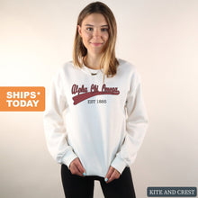 Load image into Gallery viewer, Alpha Chi Omega Sweatshirt | ACHIO Baseball Crewneck Sweatshirt | Alpha Chi Omega Sorority Gift Idea - Kite and Crest
