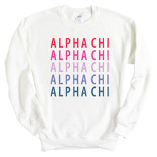 Load image into Gallery viewer, Alpha Chi Omega Sweatshirt - ACHIO Bright and Stacked Crewneck Sweatshirt - Kite and Crest
