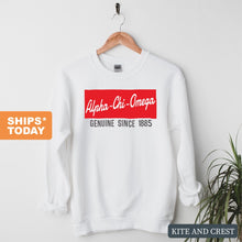 Load image into Gallery viewer, Alpha Chi Omega Sweatshirt - ACHIO Genuine Sorority Crewneck Sweatshirt - Kite and Crest
