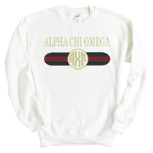 Load image into Gallery viewer, Alpha Chi Omega Sweatshirt - ACHIO Golden Stripes Crewneck Sweatshirt - Kite and Crest
