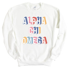 Load image into Gallery viewer, Alpha Chi Omega Sweatshirt | ACHIO Retro Crewneck Sweatshirt | Alpha Chi Omega Sorority Gift Idea - Kite and Crest
