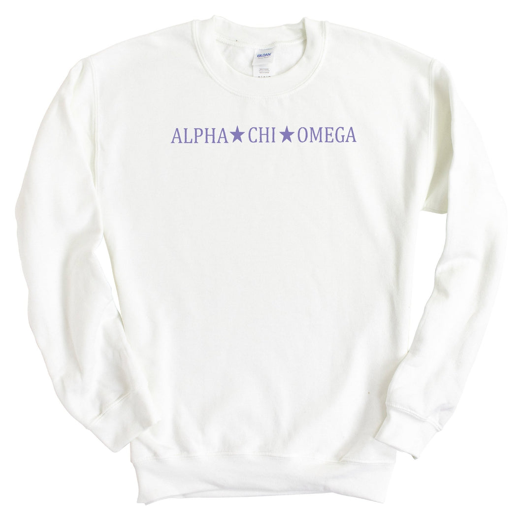 Alpha Chi Omega Sweatshirt - ACHIO Straight Star Crewneck Sweatshirt - Kite and Crest