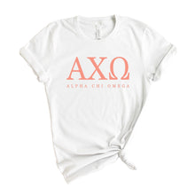 Load image into Gallery viewer, Alpha Chi Omega T-Shirt | ACHIO Colored Block Letters Shirt | Alpha Chi Omega Sorority Gift Idea - Kite and Crest
