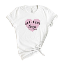 Load image into Gallery viewer, Alpha Chi Omega T-Shirt | ACHIO Pink Heart Shirt | Alpha Chi Omega Sorority Gift Idea - Kite and Crest
