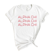 Load image into Gallery viewer, Alpha Chi Omega T-Shirt | ACHIO Red and Stacked Shirt | Alpha Chi Omega Sorority Gift Idea - Kite and Crest
