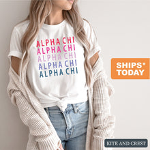 Load image into Gallery viewer, Alpha Chi Omega T-shirt - AXO Bright and Stacked Tee - Kite and Crest
