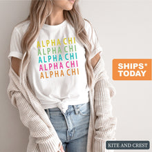 Load image into Gallery viewer, Alpha Chi Omega T-shirt - AXO Modern Stacked Tee - Kite and Crest
