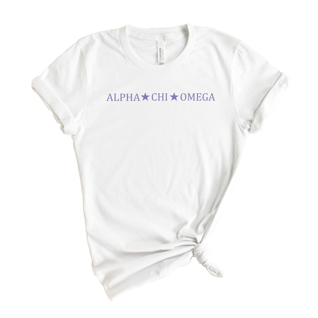 Alpha Chi Omega T-shirt - AXO Straight Star Tee - Kite and Crest