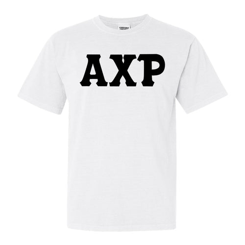 Alpha Chi Rho Basic Black Letters Comfort Colors T-Shirt - Fraternity Tee - Kite and Crest