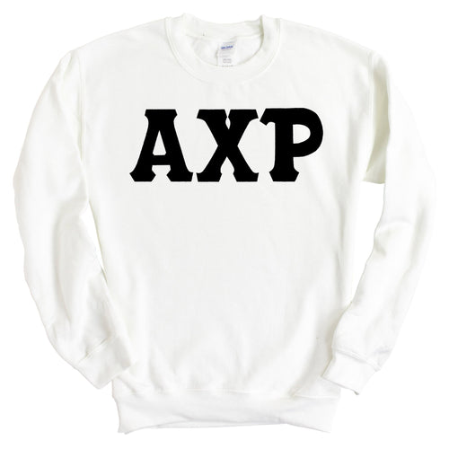 Alpha Chi Rho Basic Black Letters Sweatshirt - Fraternity Crewneck Sweatshirt - Kite and Crest