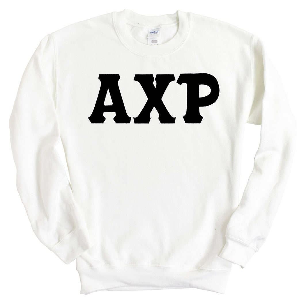 Alpha Chi Rho Basic Black Letters Sweatshirt - Fraternity Crewneck Sweatshirt - Kite and Crest