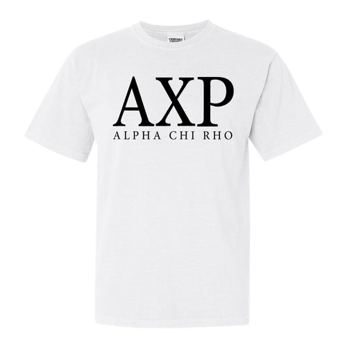 Alpha Chi Rho Block Letter Comfort Colors T-Shirt - Fraternity Tee - Kite and Crest