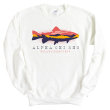 Load image into Gallery viewer, Alpha Chi Rho Fishing Sweatshirt - Fraternity Crewneck Sweatshirt - Kite and Crest
