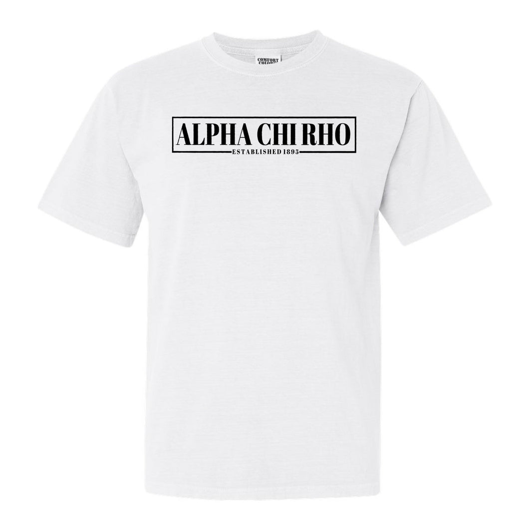 Alpha Chi Rho Fraternal Block Comfort Colors T-Shirt - Fraternity Tee - Kite and Crest