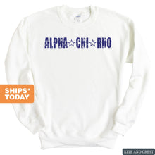 Load image into Gallery viewer, Alpha Chi Rho Fraternal Star Sweatshirt - Fraternity Crewneck Sweatshirt - Kite and Crest
