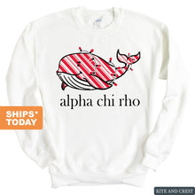 Load image into Gallery viewer, Alpha Chi Rho Red Whale Sweatshirt - Fraternity Crewneck Sweatshirt - Kite and Crest
