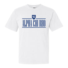 Load image into Gallery viewer, Alpha Chi Rho Shield Comfort Colors T-Shirt - Fraternity Tee - Kite and Crest
