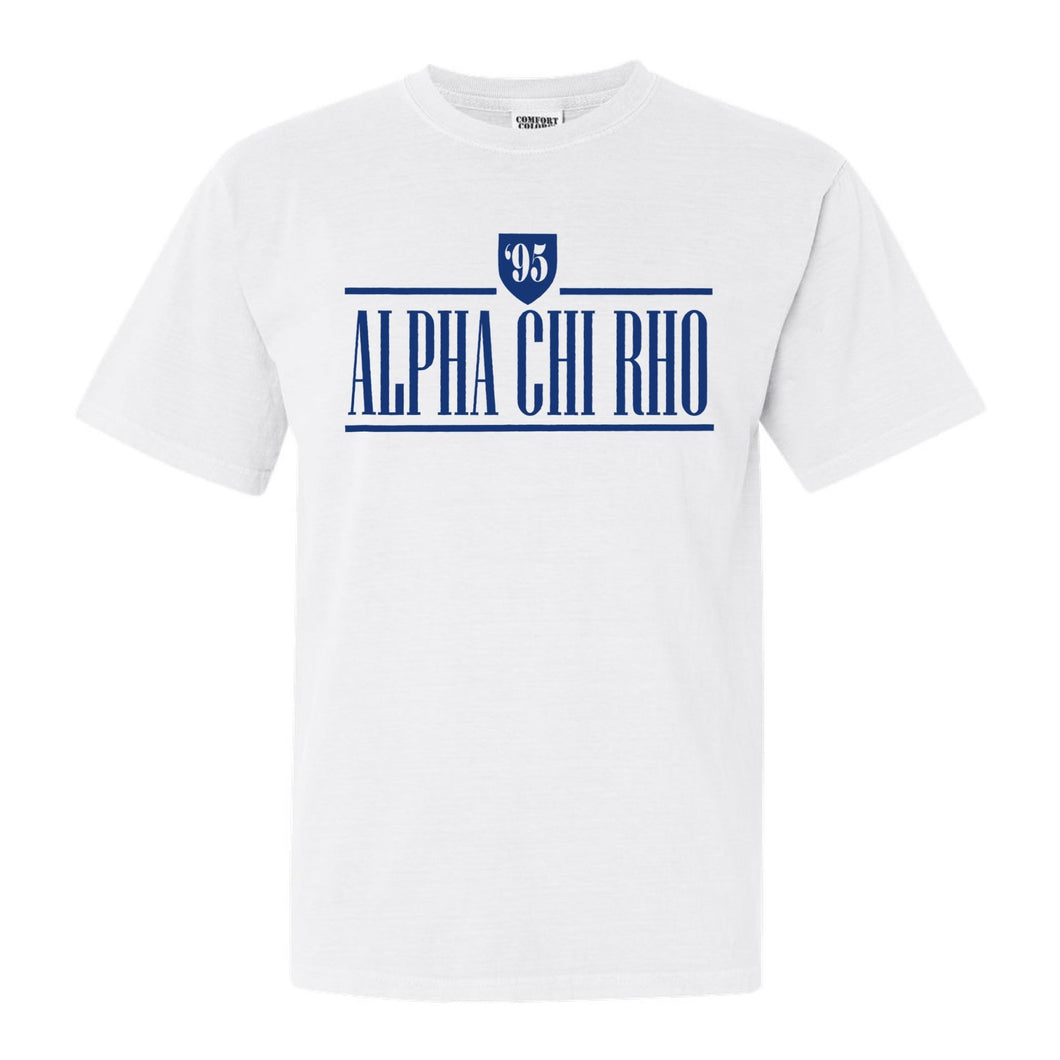 Alpha Chi Rho Shield Comfort Colors T-Shirt - Fraternity Tee - Kite and Crest