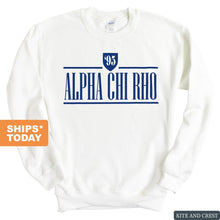 Load image into Gallery viewer, Alpha Chi Rho Shield Sweatshirt - Fraternity Crewneck Sweatshirt - Kite and Crest
