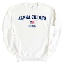 Load image into Gallery viewer, Alpha Chi Rho USA Flag Sweatshirt - Fraternity Crewneck Sweatshirt - Kite and Crest
