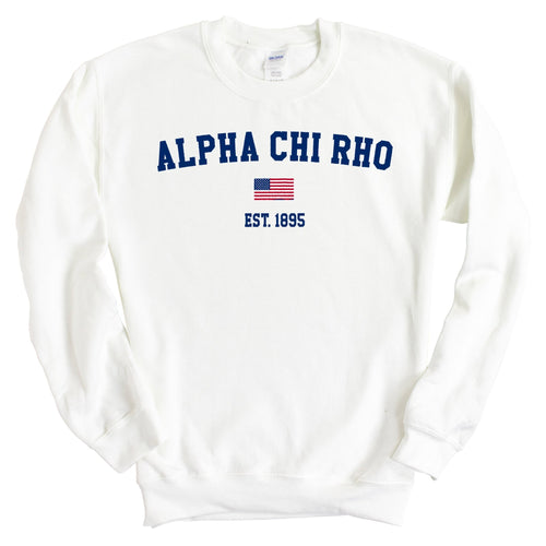 Alpha Chi Rho USA Flag Sweatshirt - Fraternity Crewneck Sweatshirt - Kite and Crest