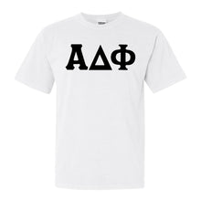 Load image into Gallery viewer, Alpha Delta Phi Basic Black Letters Comfort Colors T-Shirt - Fraternity Tee - Kite and Crest
