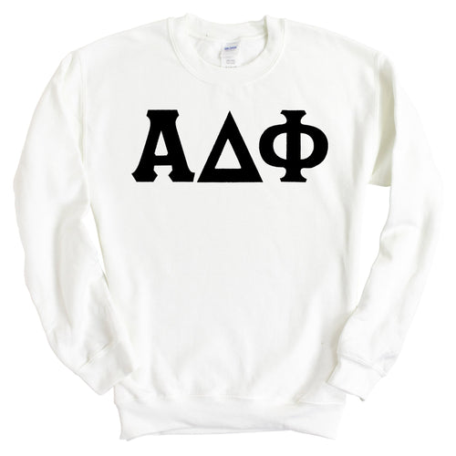 Alpha Delta Phi Basic Black Letters Sweatshirt - Fraternity Crewneck Sweatshirt - Kite and Crest