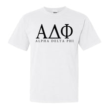 Load image into Gallery viewer, Alpha Delta Phi Block Letter Comfort Colors T-Shirt - Fraternity Tee - Kite and Crest
