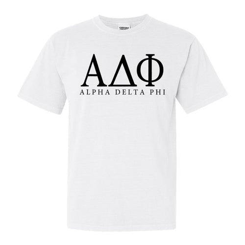 Alpha Delta Phi Block Letter Comfort Colors T-Shirt - Fraternity Tee - Kite and Crest
