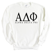 Load image into Gallery viewer, Alpha Delta Phi Block Letter Sweatshirt - Fraternity Crewneck Sweatshirt - Kite and Crest
