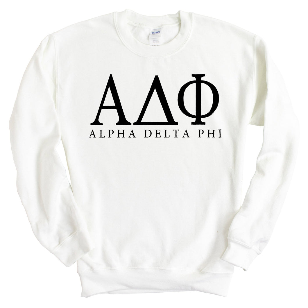 Alpha Delta Phi Block Letter Sweatshirt - Fraternity Crewneck Sweatshirt - Kite and Crest