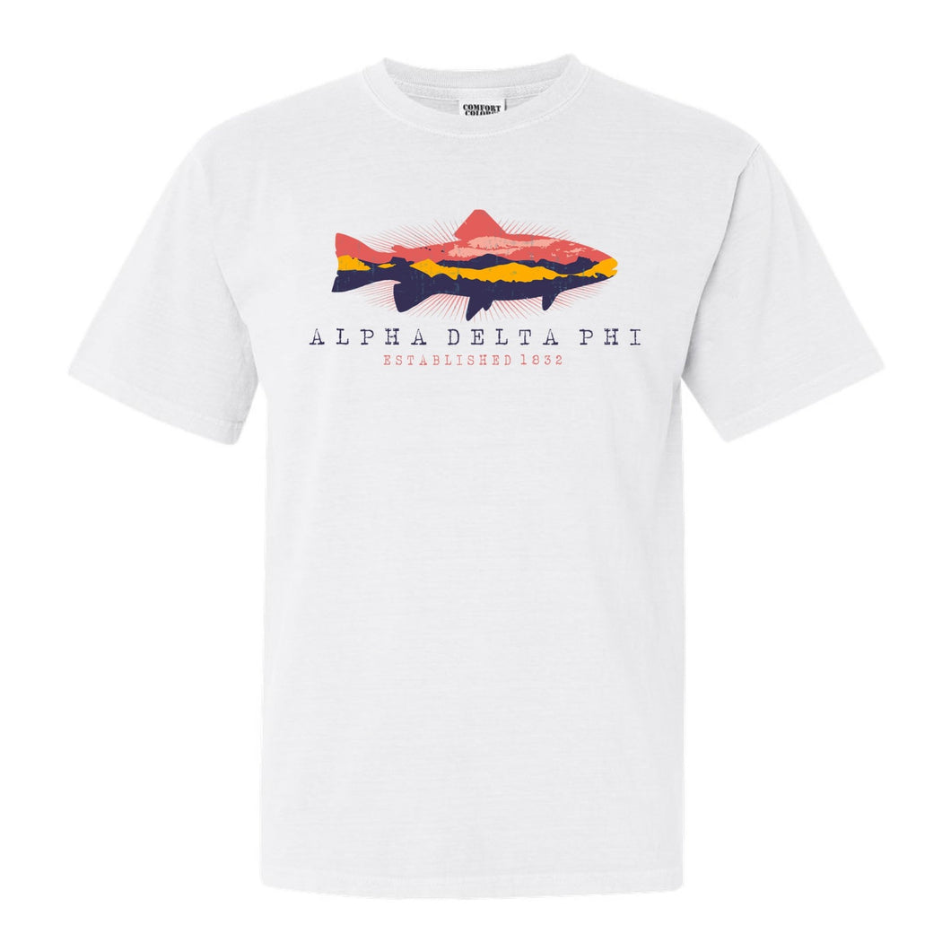 Alpha Delta Phi Fishing Comfort Colors T-Shirt - Fraternity Tee - Kite and Crest