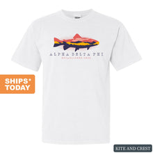 Load image into Gallery viewer, Alpha Delta Phi Fishing Comfort Colors T-Shirt - Fraternity Tee - Kite and Crest
