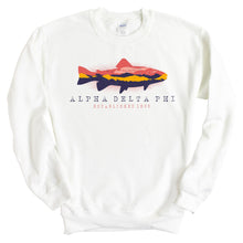 Load image into Gallery viewer, Alpha Delta Phi Fishing Sweatshirt - Fraternity Crewneck Sweatshirt - Kite and Crest
