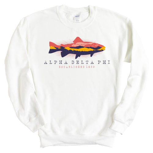 Alpha Delta Phi Fishing Sweatshirt - Fraternity Crewneck Sweatshirt - Kite and Crest